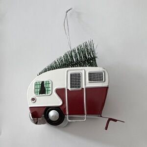 Red and White Holiday Camper Ornament